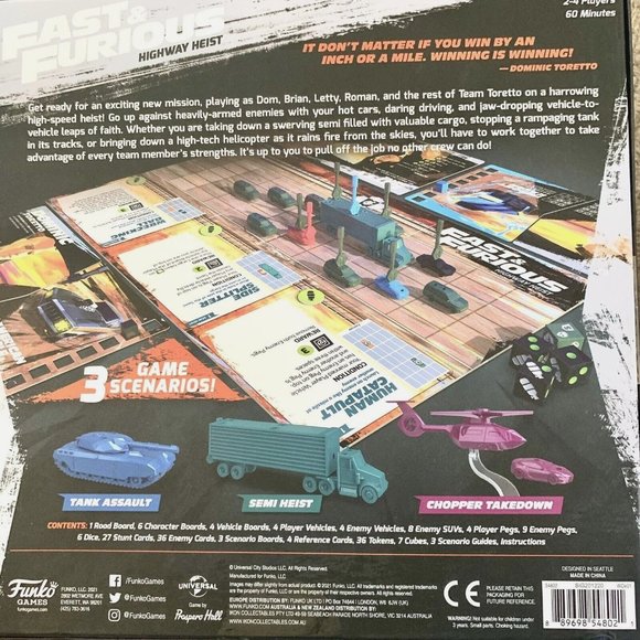 Funko Games Fast & Furious: Highway Heist Board Games Box 2021 New Defects - Picture 2 of 8